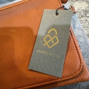 Street level brown vegan leather crossbody bag NWT